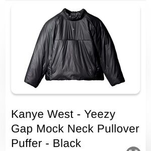 Yeezy Gap Mock Neck Pullover Puffer Jacket in Black Men’s Size XXL